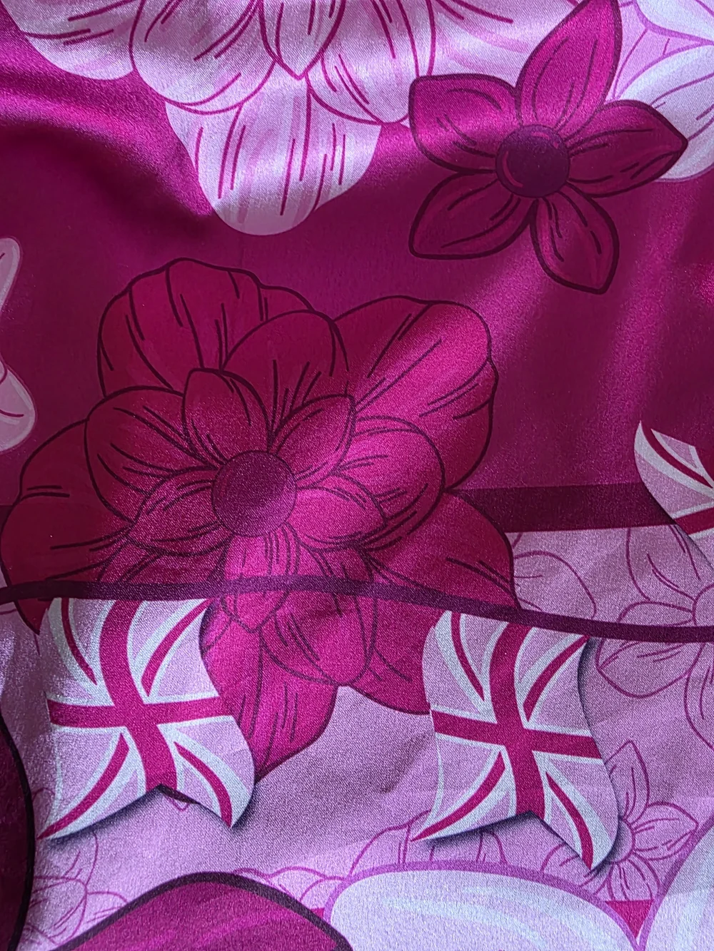 Vendula Pink Ribbon  Cats And Corgis Satin Square Scarf